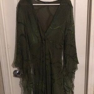 Green Sheer Long Sleeve Whimsygoth Dress.Stunningly unique and rare.